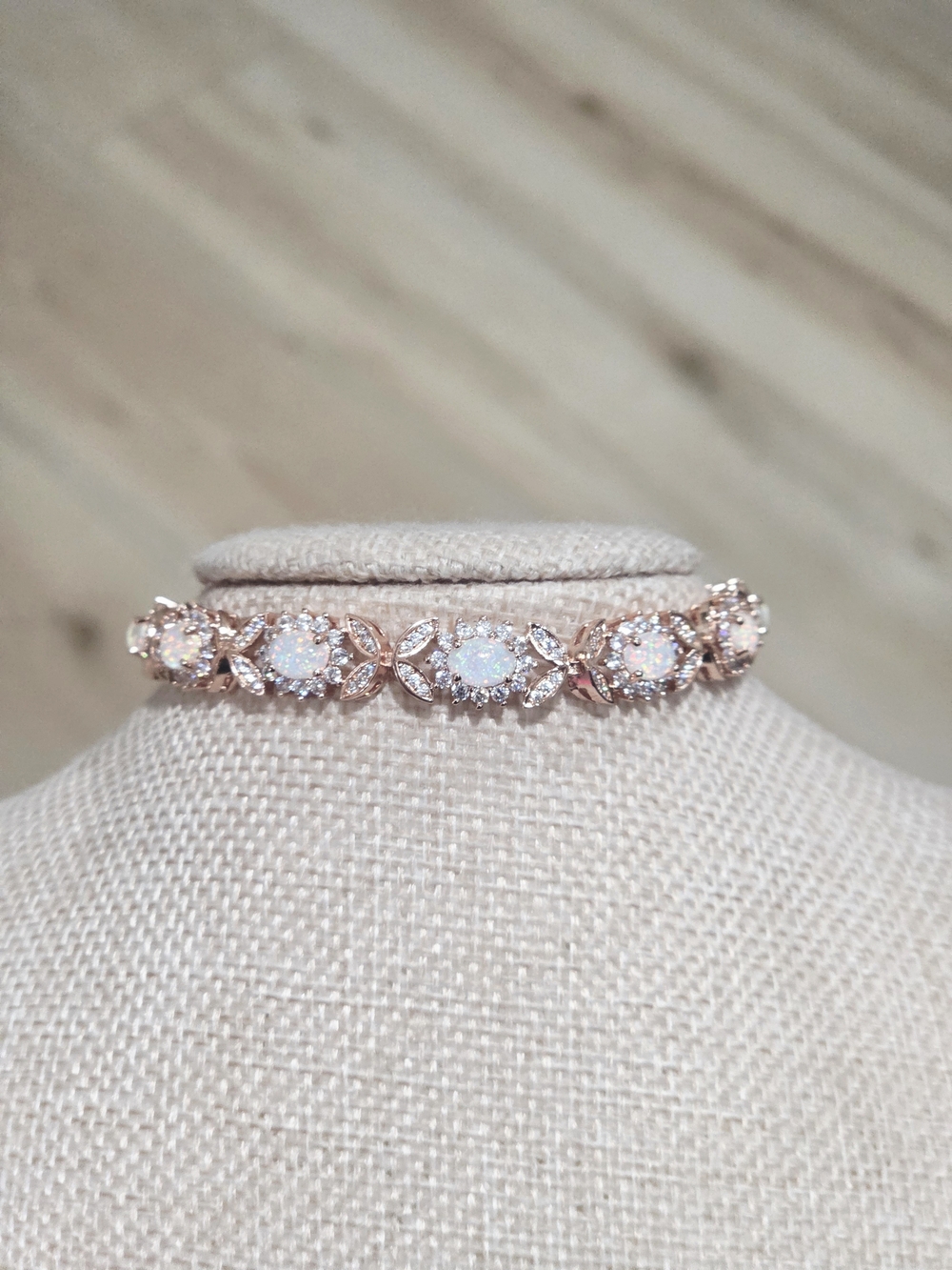 Rose Gold Opal & Cubic Zirconia Tennis Bracelet